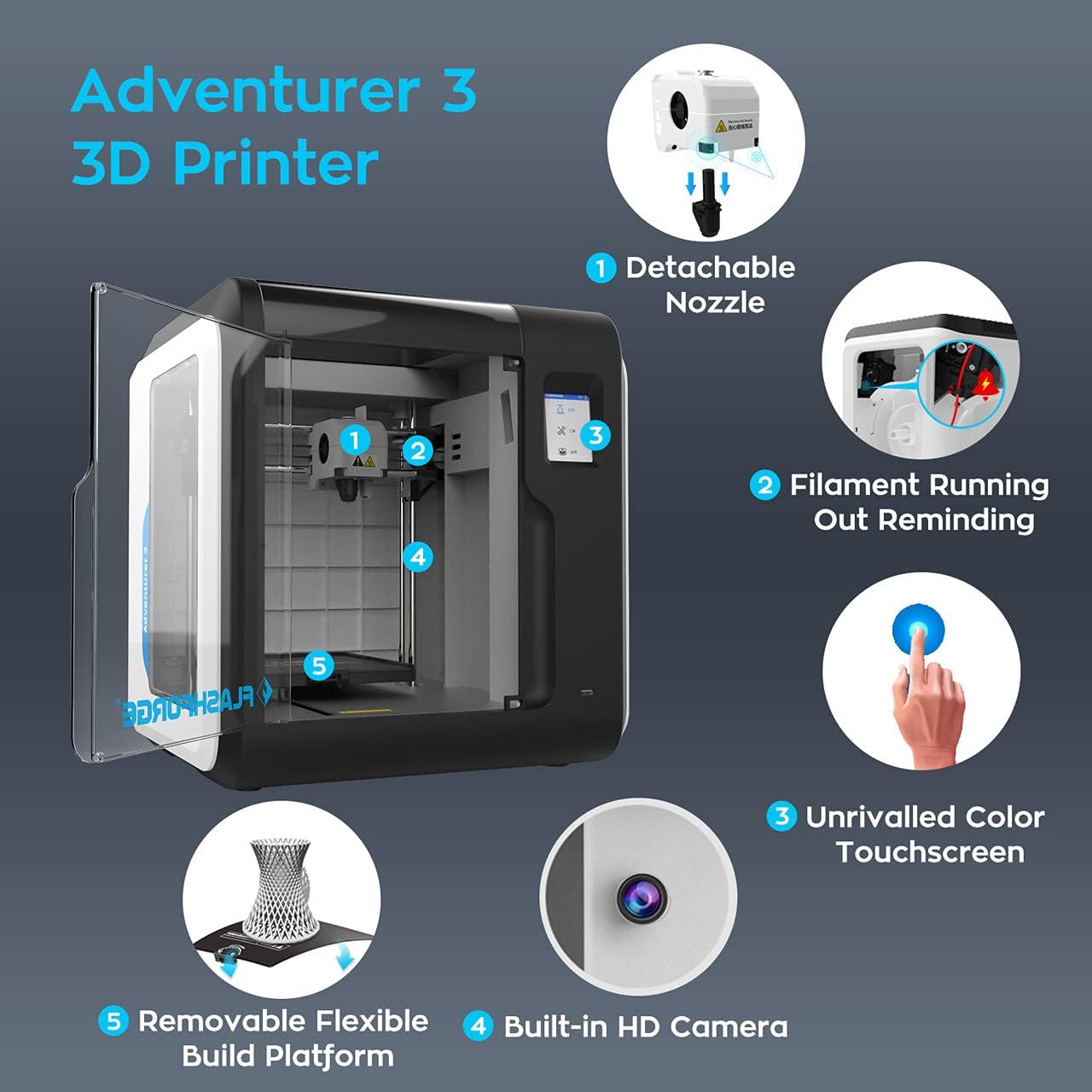 3D Printer with Quick Removable Nozzle and Heating Bed A10415