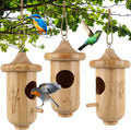 3 Pack Wooden Hummingbird House with Hemp Ropes K46140