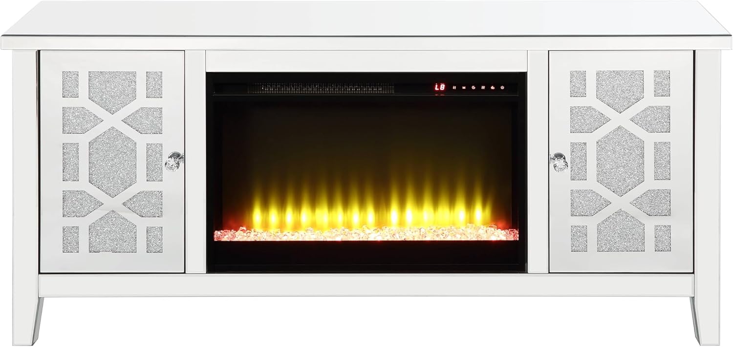 Mirrored TV Stand with Fireplace X54049