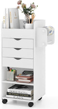 Rolling Storage Drawer Cart with 3 Drawers, 2 Open Shelves, Lockable Casters M228192