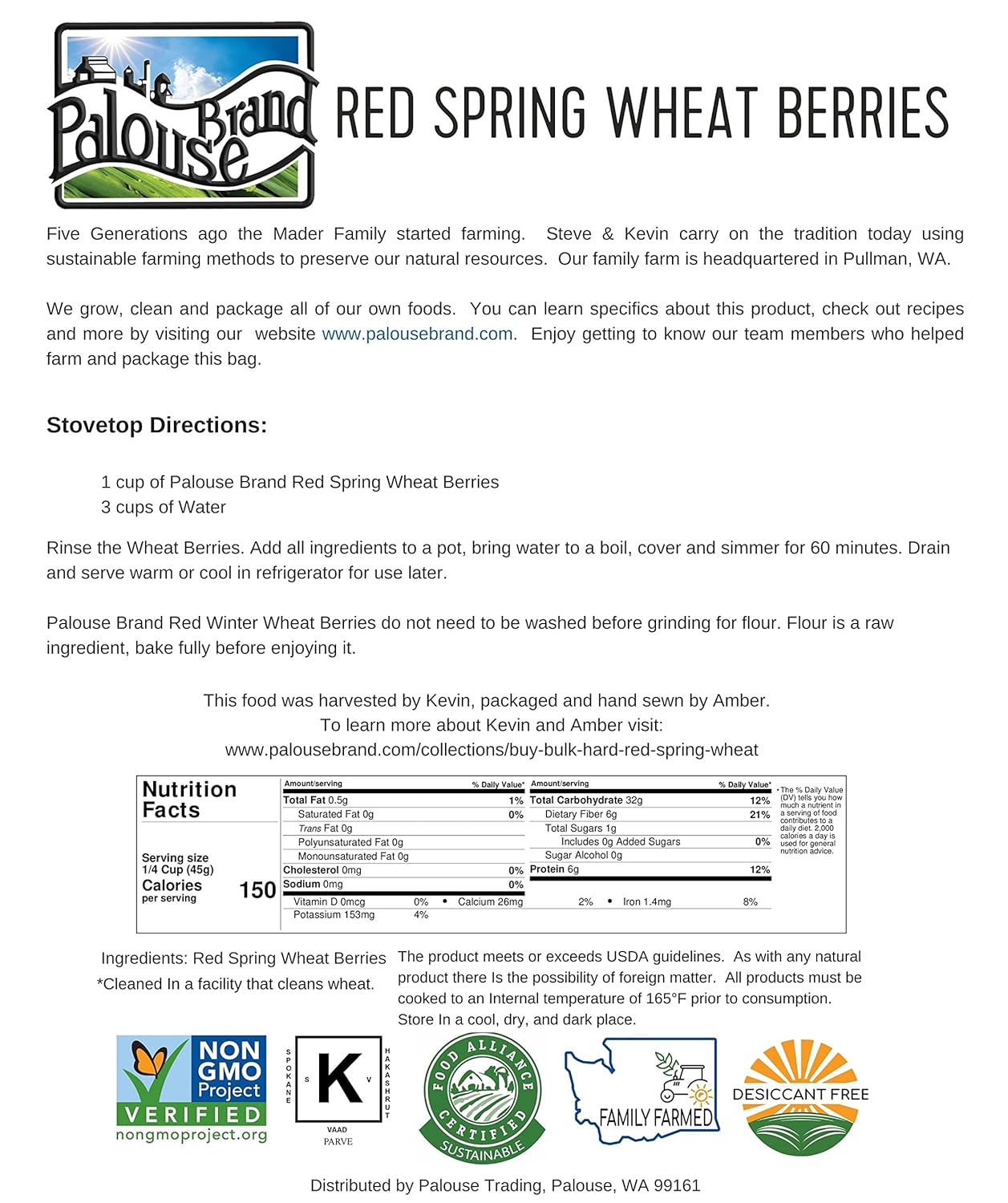25 LBS Hard Red Spring Wheat Berries E326