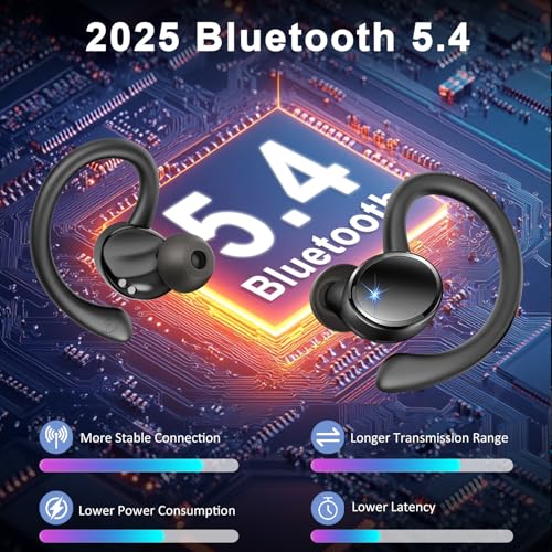 Wireless Earbuds Bluetooth 5.4 Over Ear with Noise Cancelling Mic IP7 Waterproof T7337
