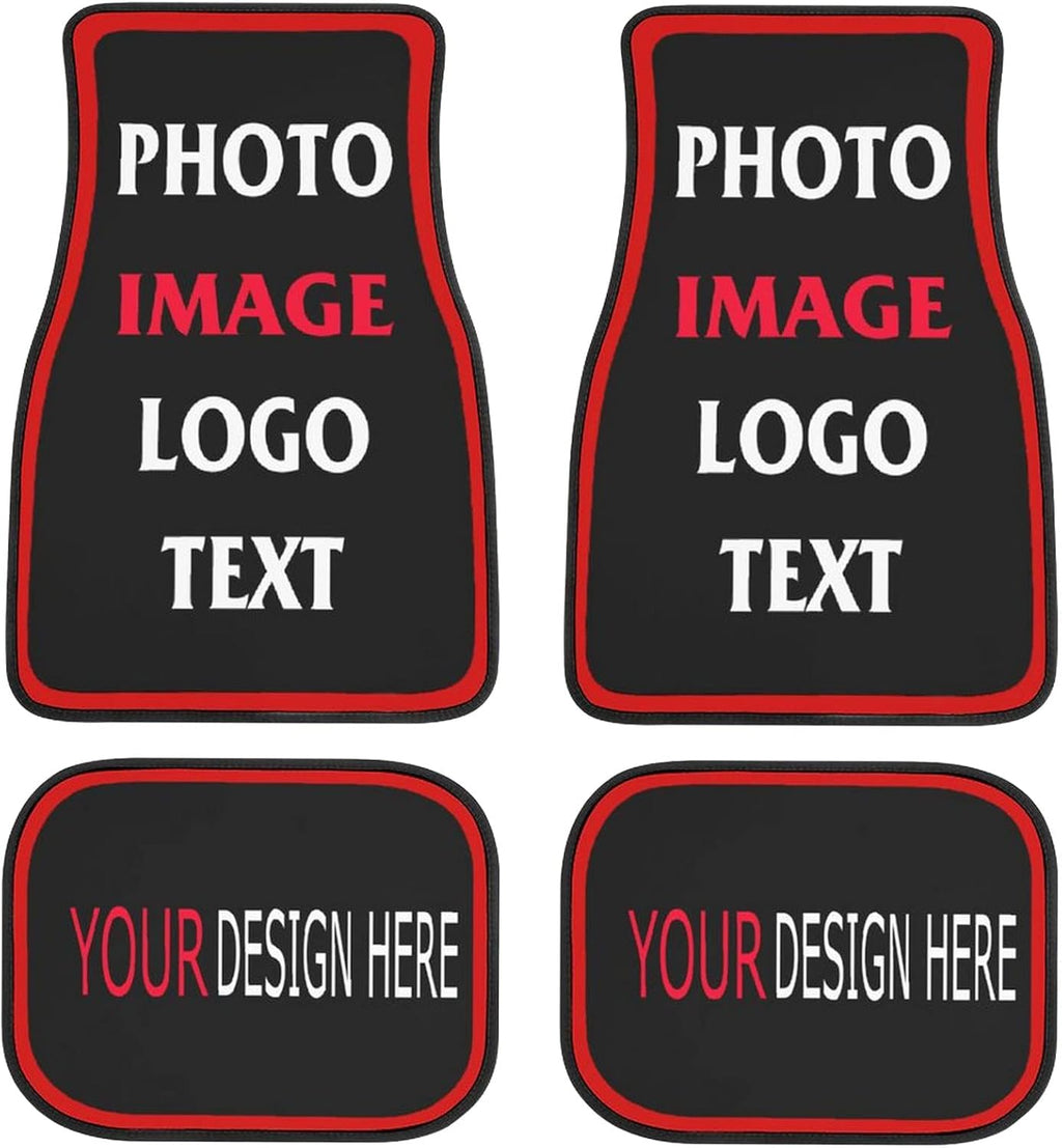 4 Pieces Black with Red Car Mats E390323