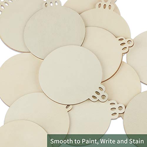 50PCS 4-Inch Unfinished Pre-Drilled Wood Slices Circles Z114820