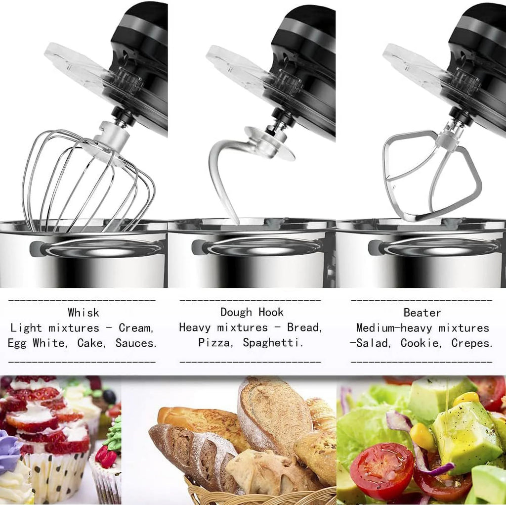6.5-QT 660W 6-Speed Tilt-Head Stand Mixer with Dough Hook, Wire Whip & Beater Y318