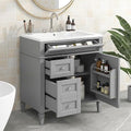 30inch Bathroom Vanity with Sink, 2 Drawers and a Tip-Out Drawer, White B744991