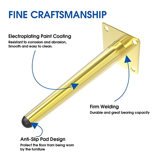 Set of 4 6 Inch Metal Furniture Legs P8893