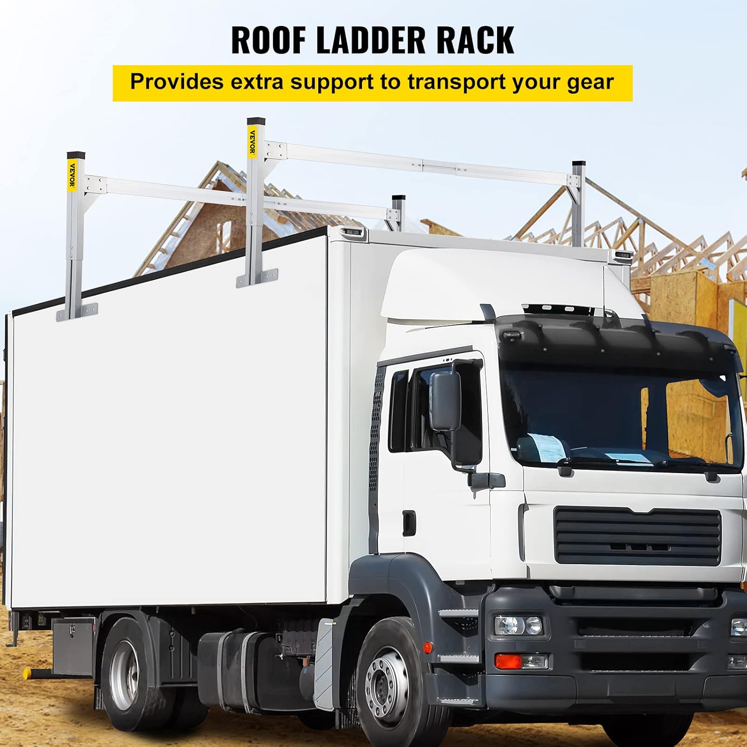 Silver Aluminum Adjustable Roof Ladder Rack with 330 LBS Capacity V523920