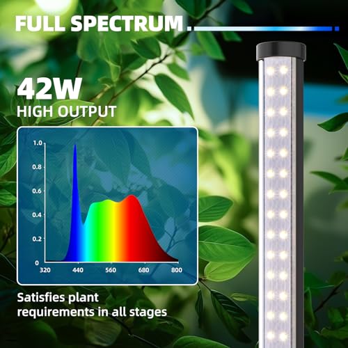 42W 169 LEDs Full Spectrum T10 Vertical Standing Plant Grow Light with Tripod Floor Stand M890
