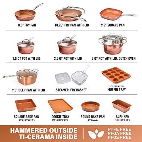 15 Pc Non Stick Copper Ceramic Cookware Set Z1258