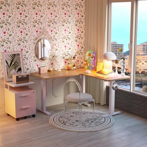 White L Shaped Electric Height Adjustable Desk W940