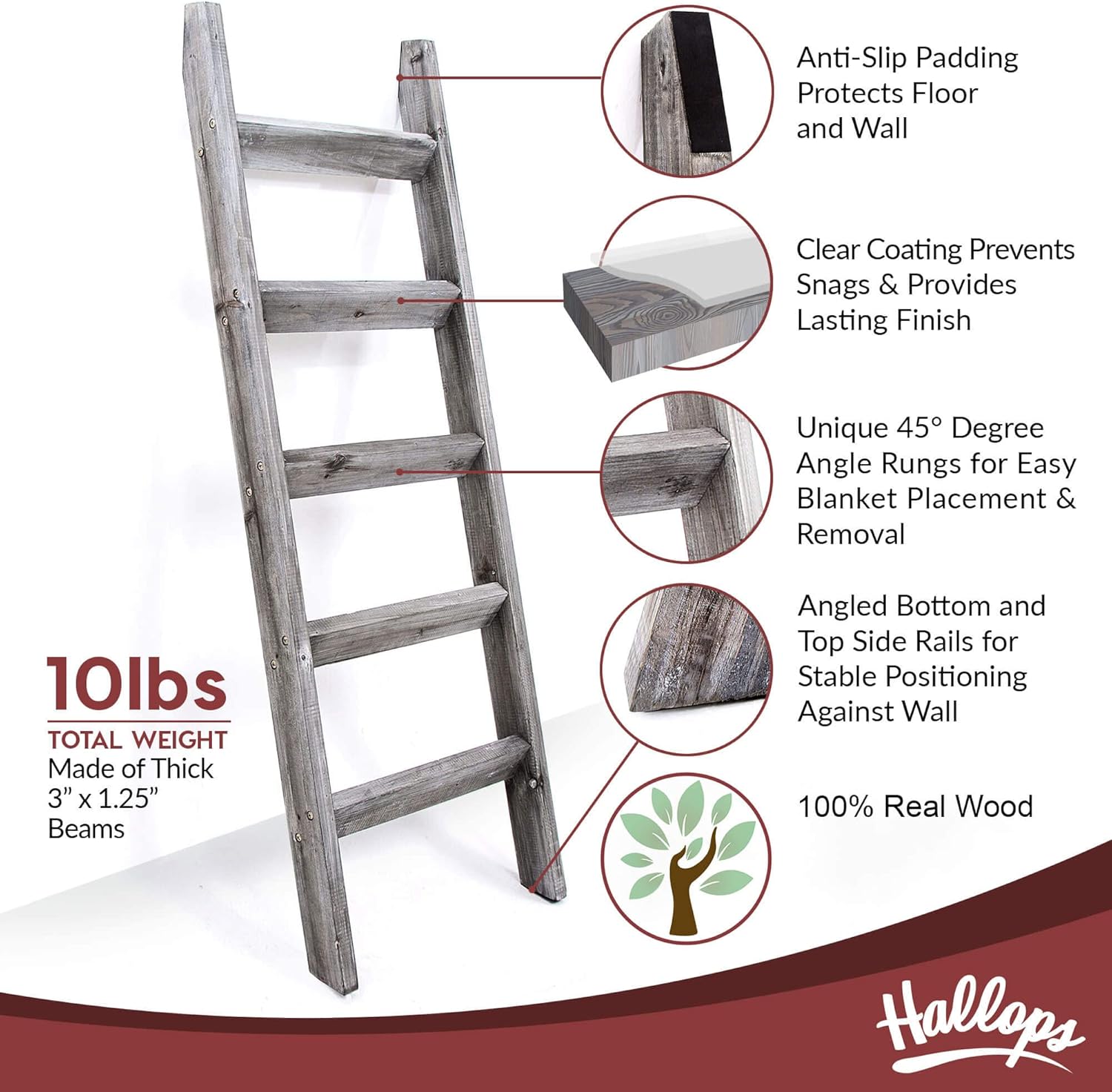 Gray White Wood Ladder Shelf Y2220