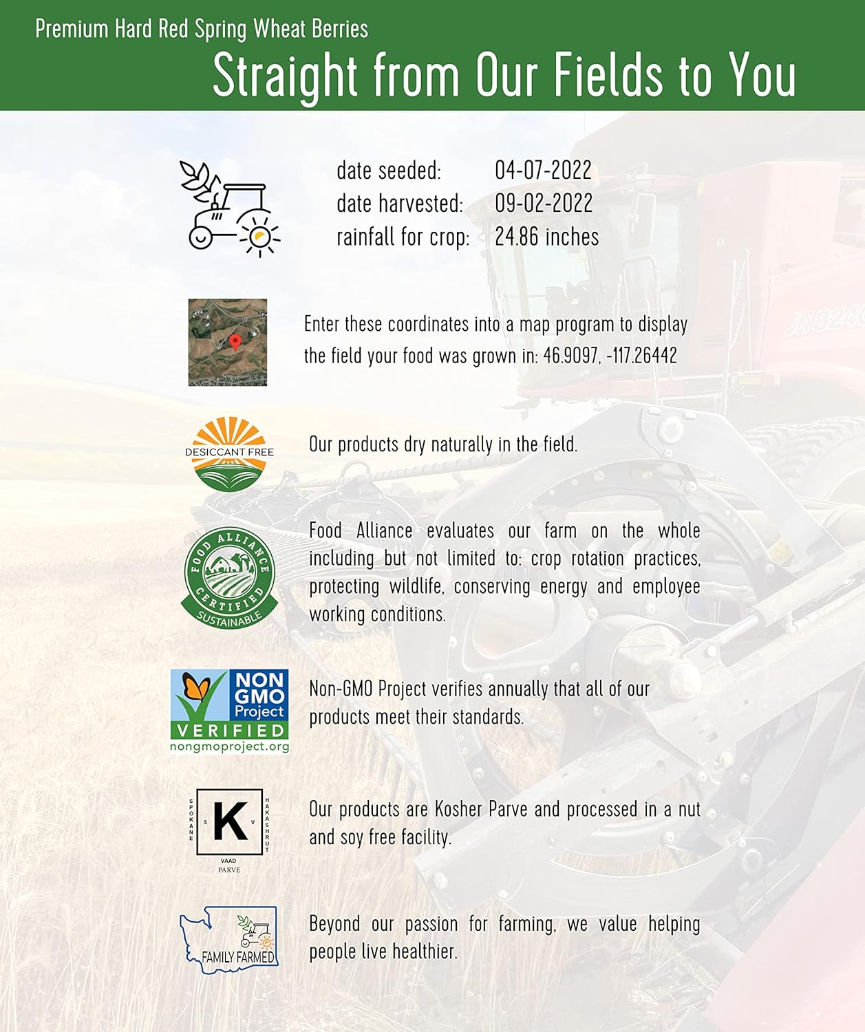 25 LBS Hard Red Spring Wheat Berries E326