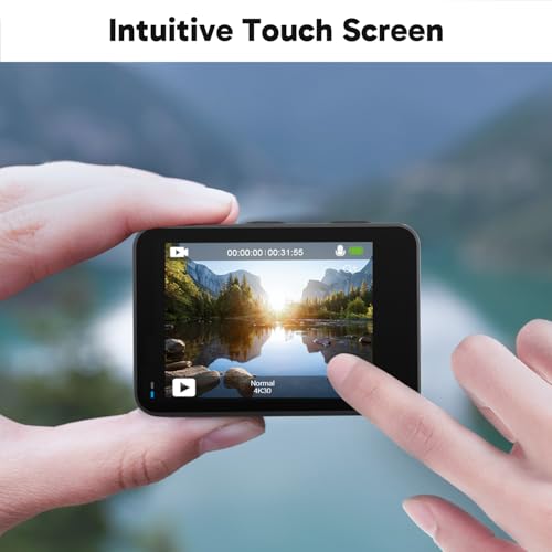 4K30FPS 20MP WiFi Action Camera with Touch Screen EIS 2.0 Zoom Remote Control 131 Feet Underwater Camera with 2X 1350mAh Batteries C689
