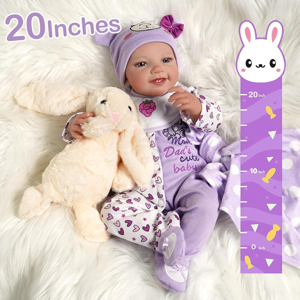 20 Inch Soft Body Realistic Reborn Baby Doll with Bassinet H5046