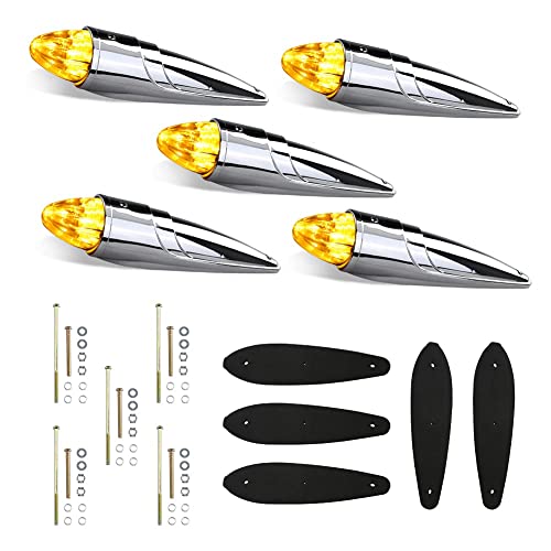 5PCS Amber LED Cab Marker Lights for Heavy Duty Truck V7968