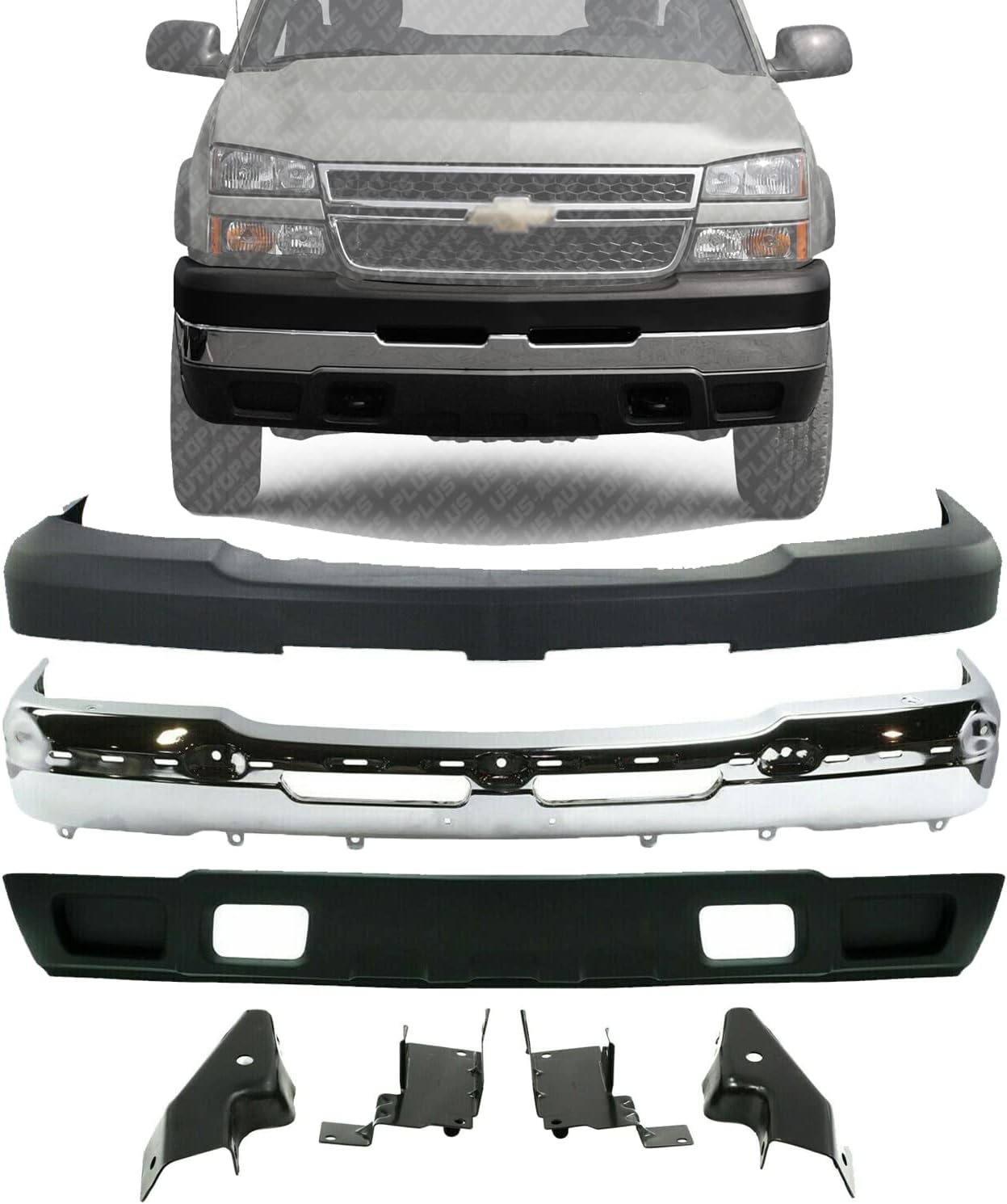 Front Bumper Chrome Steel Set G43559