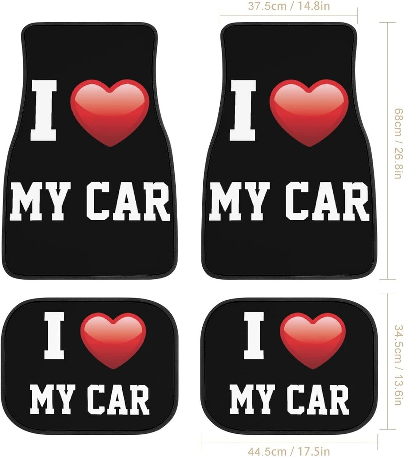 4 Pieces Black with Red Car Mats E390323