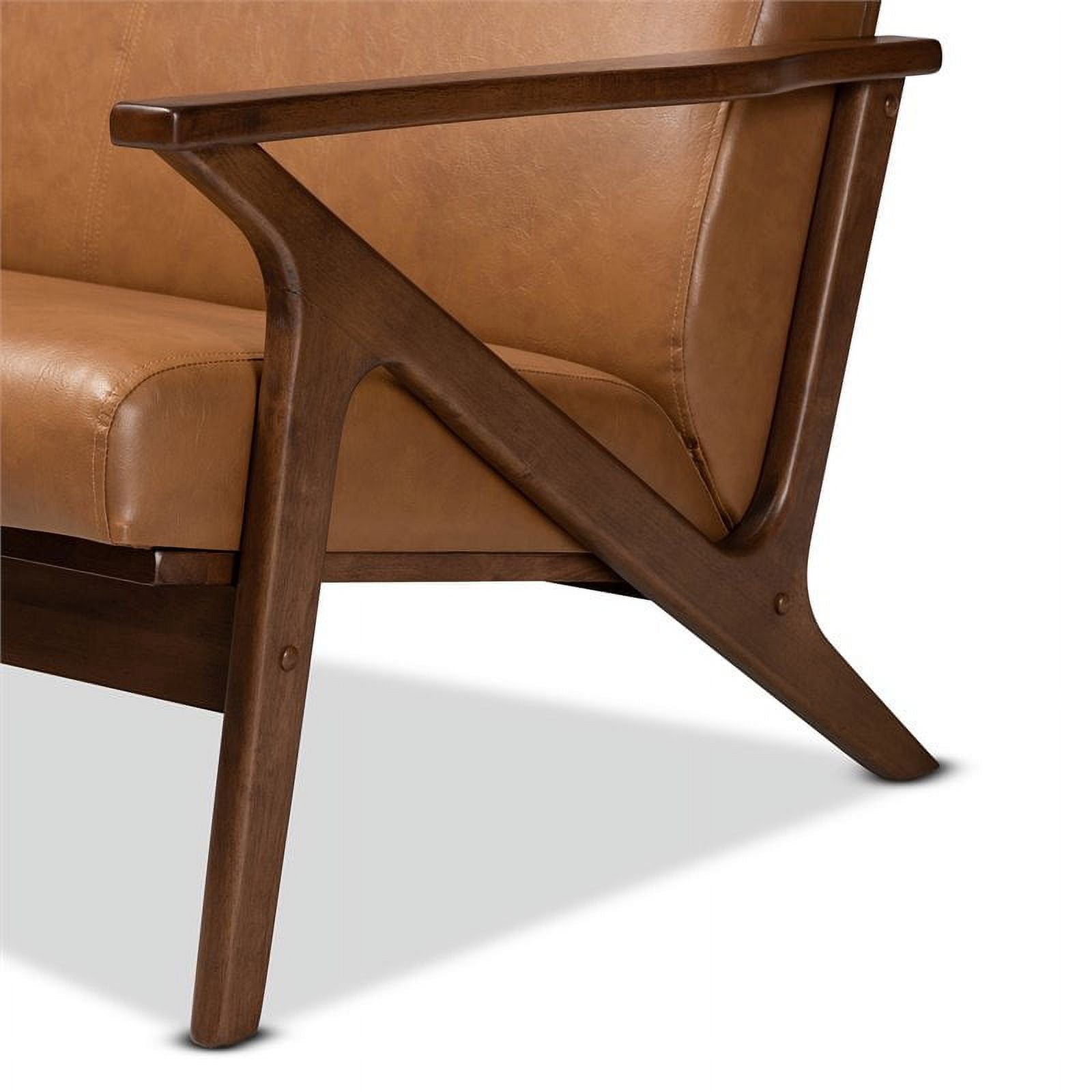 Walnut Brown/Tan Wood Faux Leather Loveseat R7179