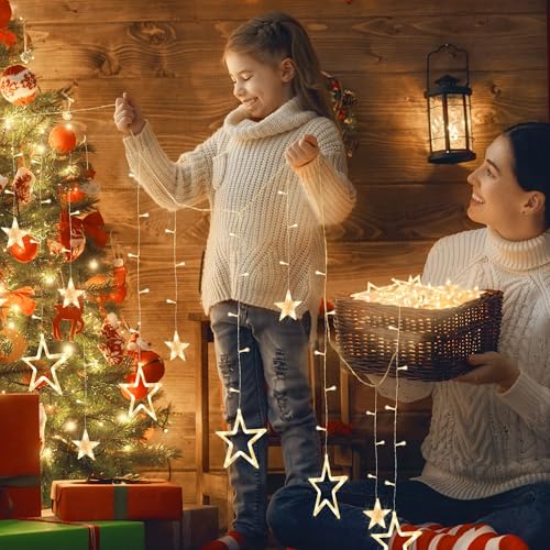 138 LED Star String Lights with Timer, Warm White B2733