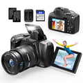 4K Digital Camera with 12X Optical Zoom, 72MP, 270° Flip Screen, 2 Batteries, 32GB SD Card D35687