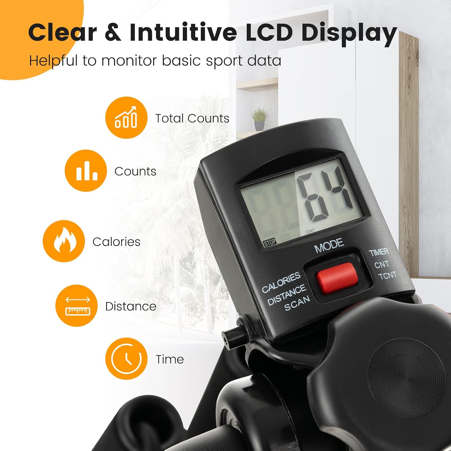 Pedal Exercise Bike with LCD Monitor, Adjustable Height and Length B834567