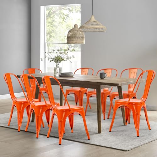 Orange Metal Stackable Side Chairs Set of 4 Z20622