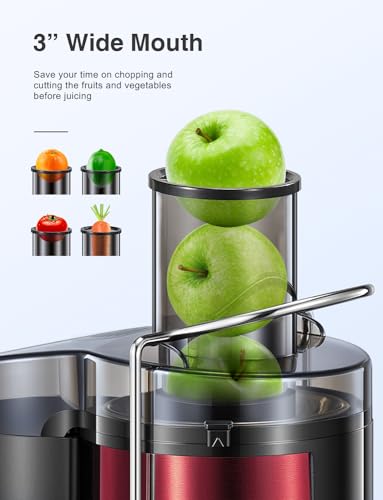 800W Centrifugal Juicer Extractor with Wide Mouth 3” Feed Chute, Stainless Steel, Black L413554
